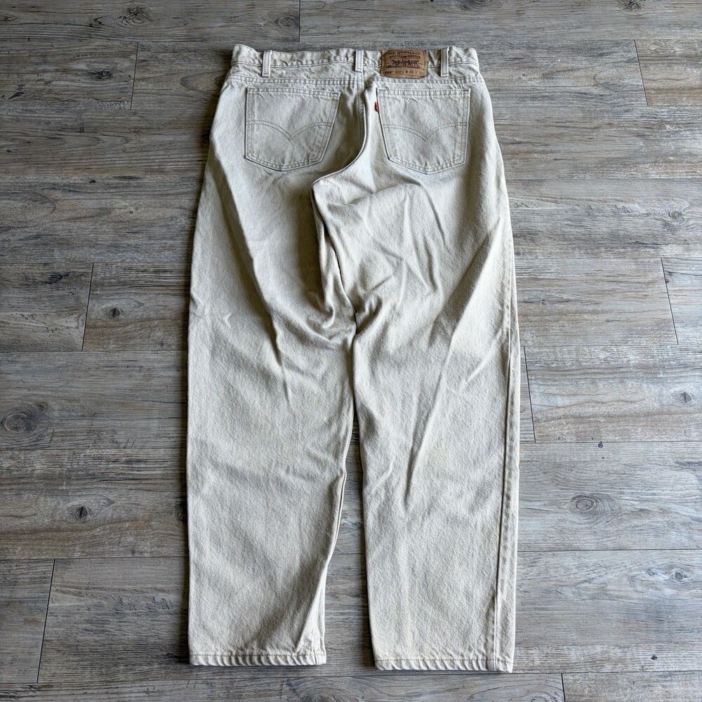 Levi's 550 Orange Tab USA Made Beige Gray Relaxed Fit Jeans 36x30 Vintage